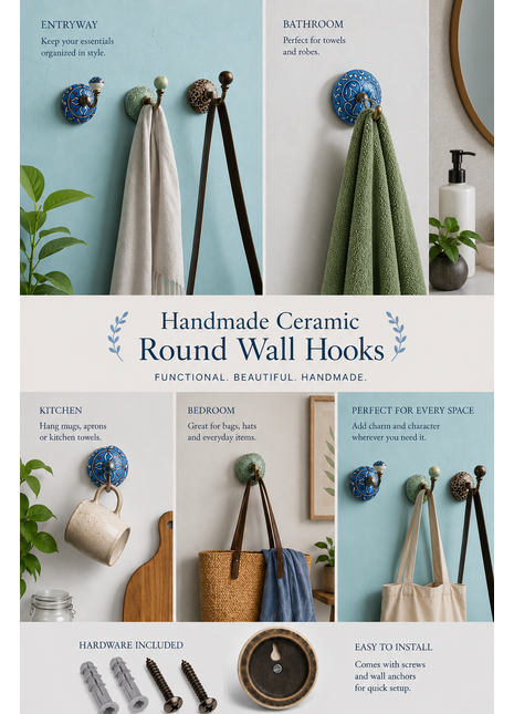 Handmade Ceramic Round Wall Hook