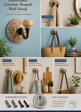 Handmade Ceramic Round Wall Hook