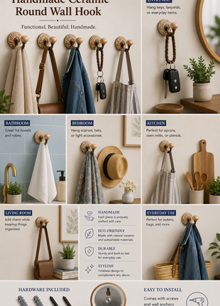 Handmade Ceramic Round Wall Hook