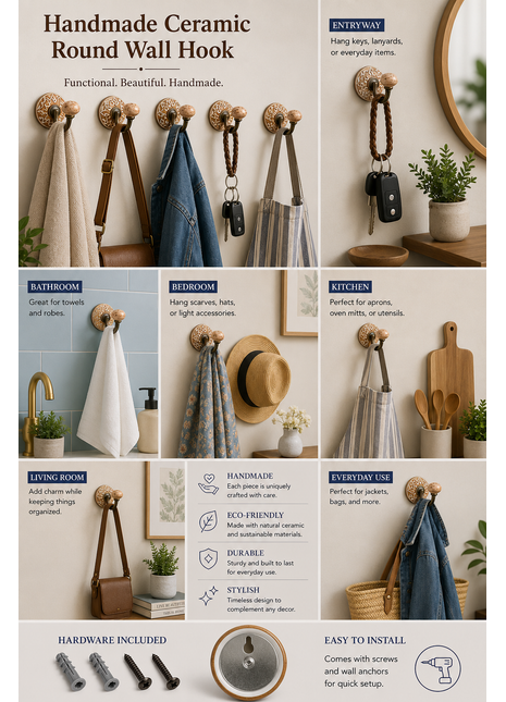 Handmade Ceramic Round Wall Hook