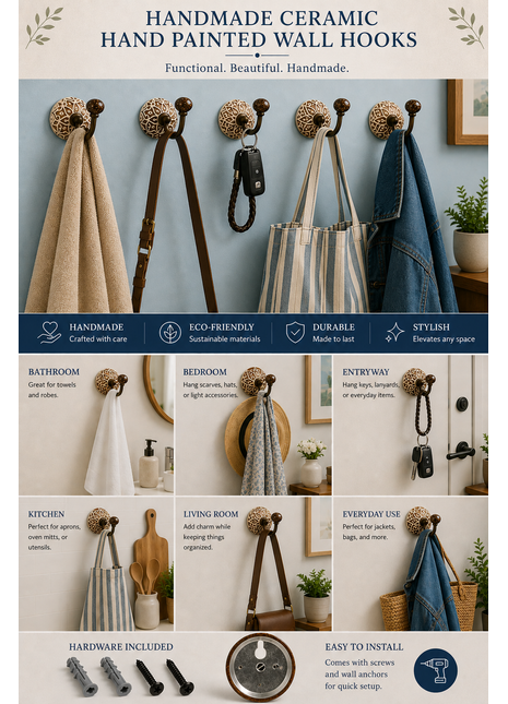 Ceramic Hand painted Ceramic Wall Hook