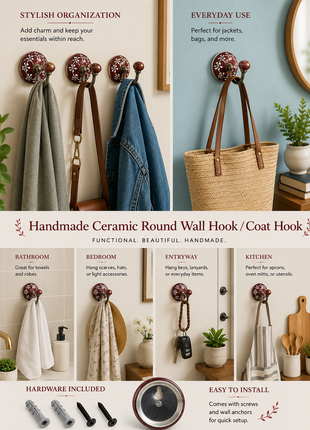 Handmade Ceramic Round Wall Hook
