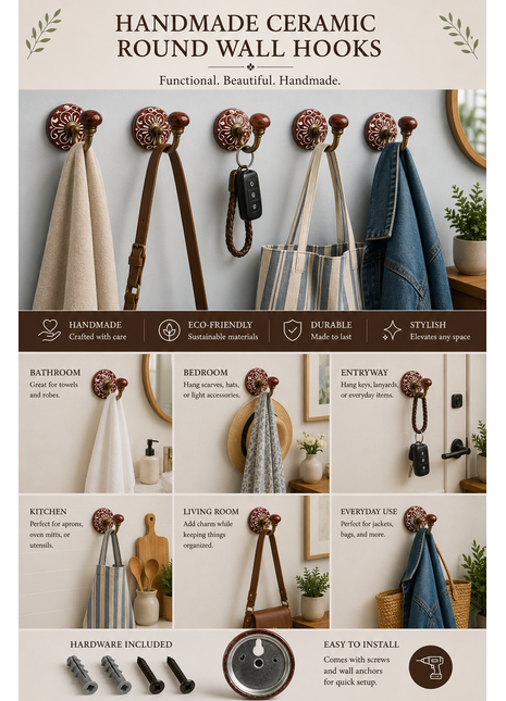Handmade Ceramic Round Wall Hook