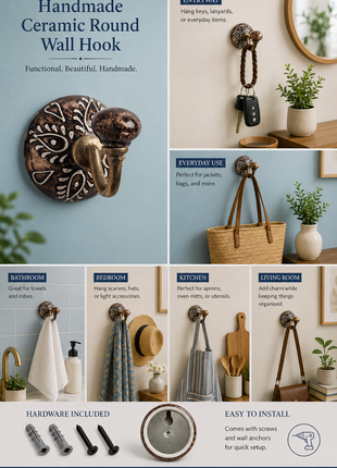 Handmade Ceramic Round Wall Hook