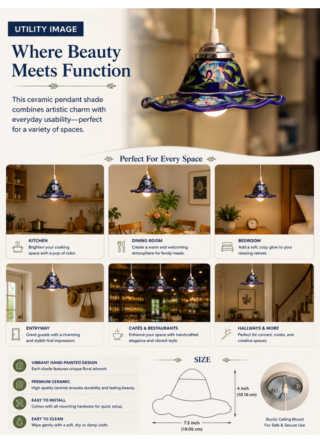 Blue color blue pottery hanging lamp
