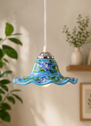 Blue Pottery Hanging Lamp Turquoise Color