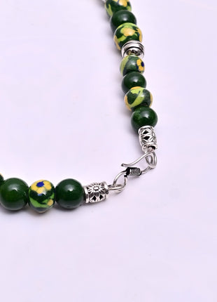 Full Blue Pottery Bead Long Necklace
