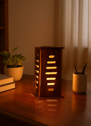 Beautiful Unique Wooden Table lamp (Size H: 9.5" x W: 4.9")