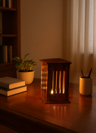 Beautiful Unique Wooden Table lamp (Size H: 7.2" x W: 4.9")