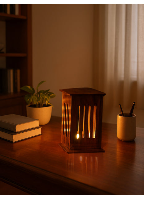Beautiful Unique Wooden Table lamp (Size H: 7.2" x W: 4.9")