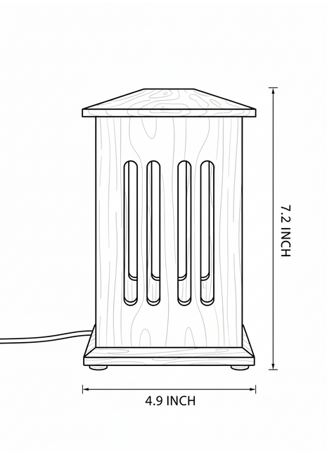 Beautiful Unique Wooden Table lamp (Size H: 7.2" x W: 4.9")