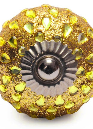 Stylish Golden Sand Base Drawer Knob With Glass Dew Drops
