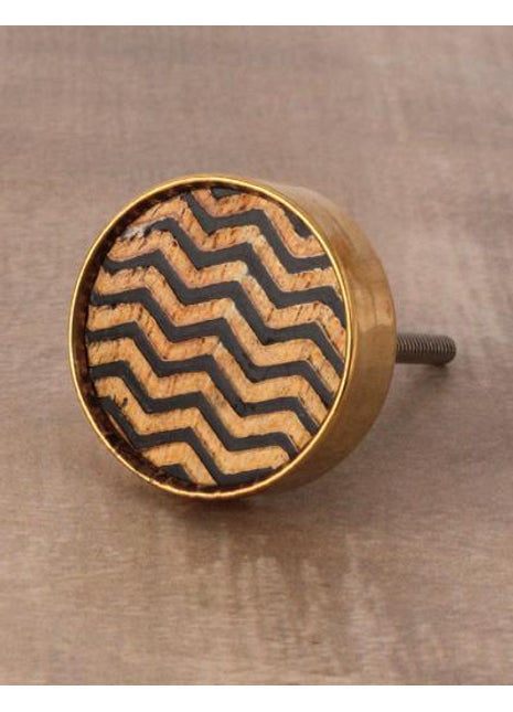 Well Designed Golden and Black Zig Zag Pattern Wardrobe Cabinet Knob