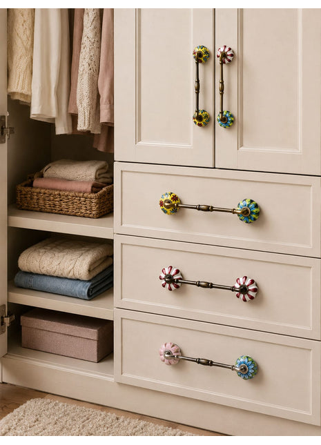 Assorted Color & Design Ceramic Cabinet Dresser Pull