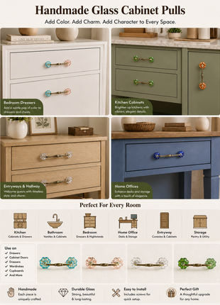 Assorted Color Glass Cabinet Drawer Pull