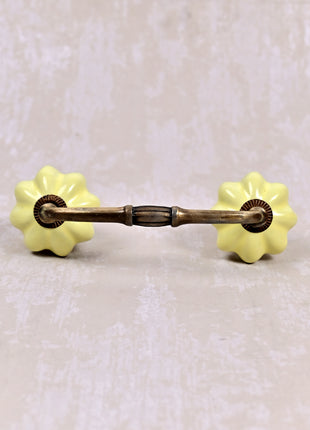 Solid Yellow Handmade Flower Shape Ceramic Cabinet Pull
