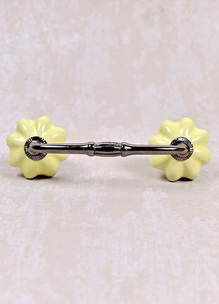 Solid Yellow Handmade Flower Shape Ceramic Cabinet Pull