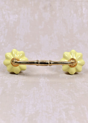 Solid Yellow Handmade Flower Shape Ceramic Cabinet Pull