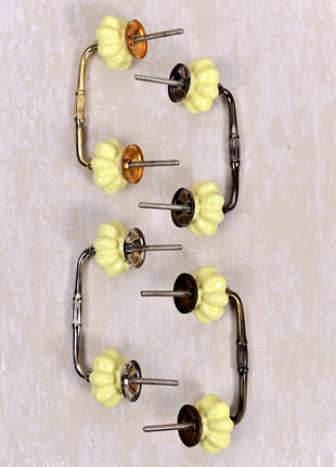 Solid Yellow Handmade Flower Shape Ceramic Cabinet Pull