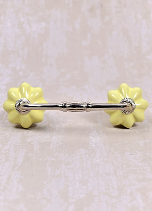 Solid Yellow Handmade Flower Shape Ceramic Cabinet Pull