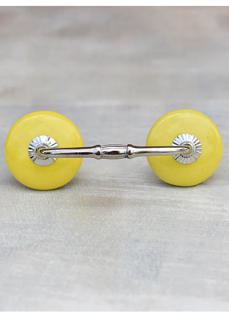 Round Solid Yellow Ceramic Dresser Cabinet Pull