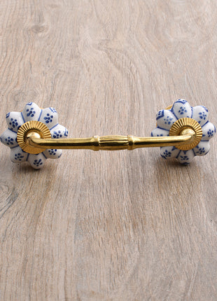 Blue Design On White Base Ceramic Knob, Curtain Tie & Pull Bundle