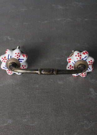 Multicolor White Base Handpainted Ceramic Drawer Cabinet Pull