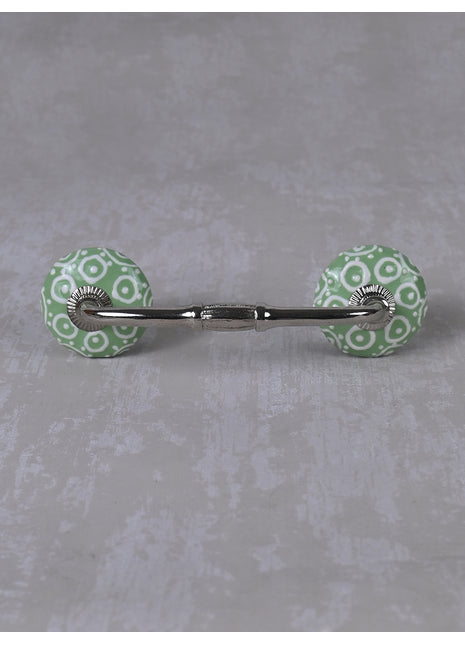 Stylish Green Ceramic Dresser Cabinet Pull With White Print