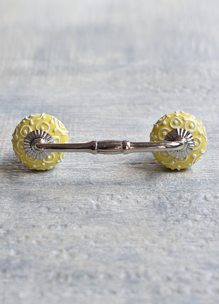 Handmade Yellow Ceramic Knob, Curtain Tie & Pull Bundle