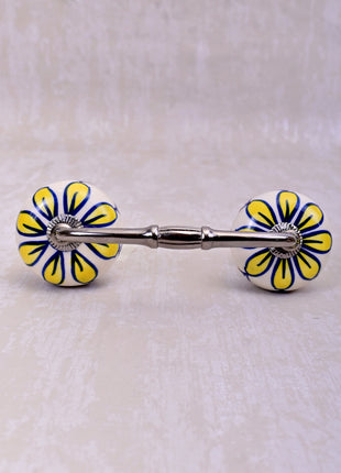 Well Designed White Base Cabinet Pull With Yellow Flower