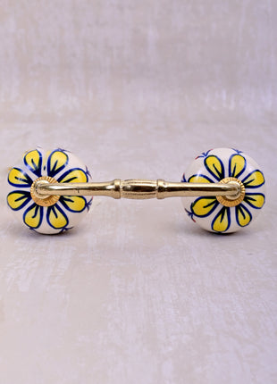 Well Designed White Base Cabinet Pull With Yellow Flower