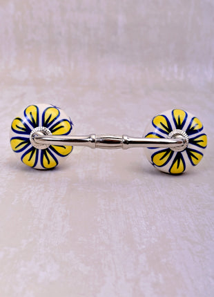 Well Designed White Base Cabinet Pull With Yellow Flower
