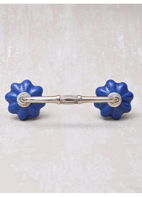 Cracked Blue Flower Shaped Ceramic Drawer Pull