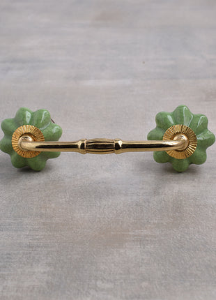 Handmade Green Cracked Ceramic Knob, Curtain Tie & Pull Bundle