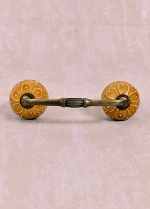 Stylish Brown Ceramic Dresser Pull With Embossed Design