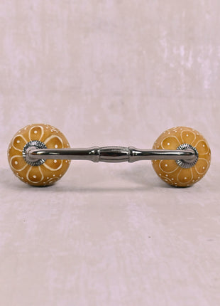 Stylish Brown Ceramic Dresser Pull With Embossed Design