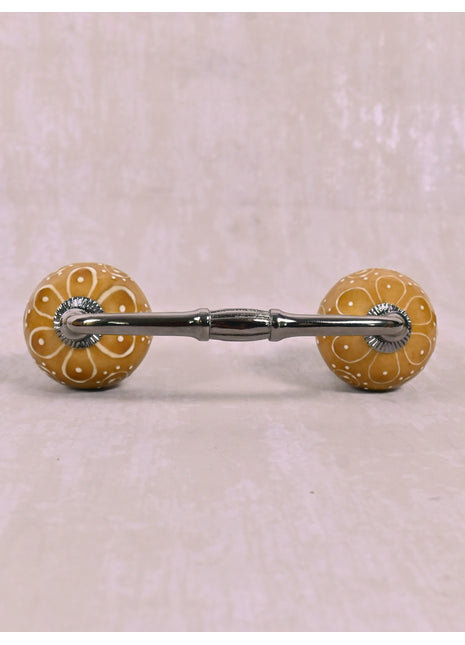 Stylish Brown Ceramic Dresser Pull With Embossed Design