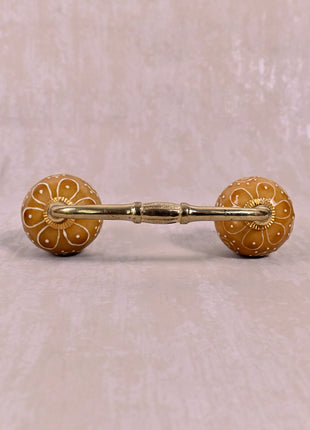 Stylish Brown Ceramic Dresser Pull With Embossed Design