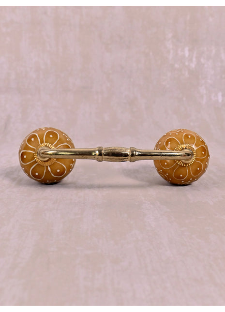 Stylish Brown Ceramic Dresser Pull With Embossed Design