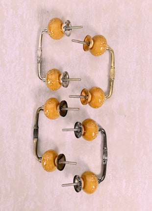 Stylish Brown Ceramic Dresser Pull With Embossed Design