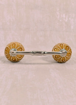 Stylish Brown Ceramic Dresser Pull With Embossed Design