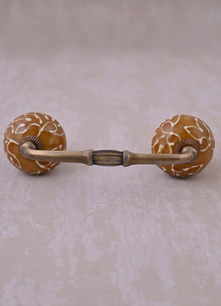 Stylish Brown Kitchen Cabinet Pull With Light Brown Embossed Design