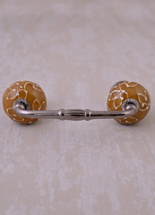 Stylish Brown Kitchen Cabinet Pull With Light Brown Embossed Design