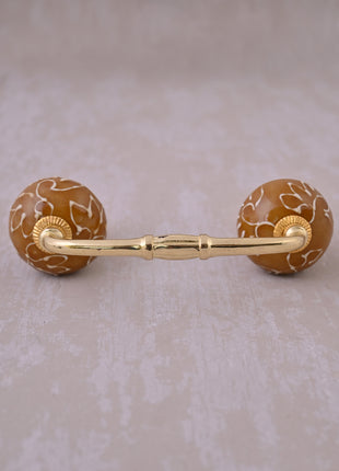 Stylish Brown Kitchen Cabinet Pull With Light Brown Embossed Design