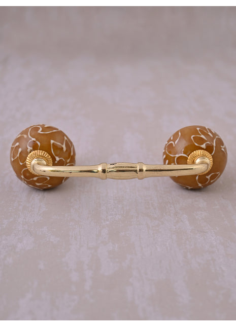Stylish Brown Kitchen Cabinet Pull With Light Brown Embossed Design