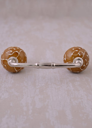 Stylish Brown Kitchen Cabinet Pull With Light Brown Embossed Design