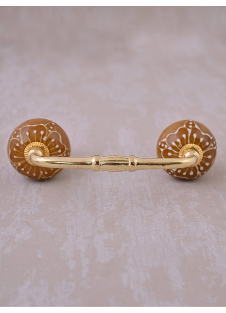 Light Brown Embossed Design Ceramic Cabinet Pull