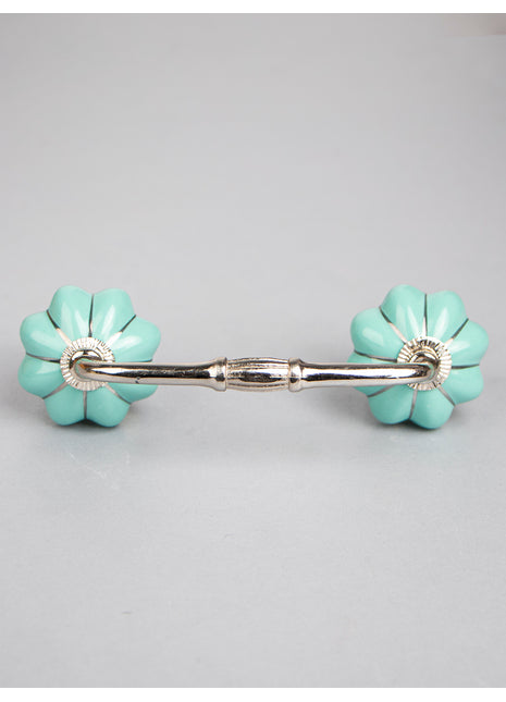Turquoise Ceramic Flower Shaped Drawer Pull