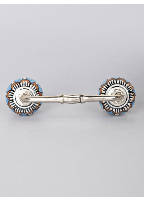 Turquoise and Brown Ceramic Cabinet Pull
