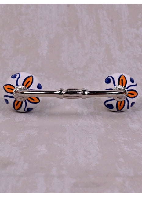 Yellow Flower and Blue Dots Ceramic Pull